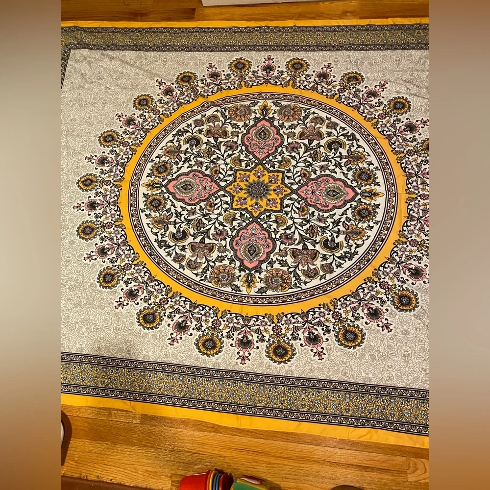 Yellow and blue boho tapestry